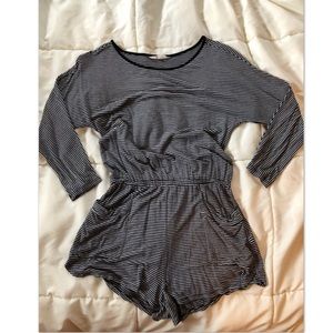 Black and gray striped romper